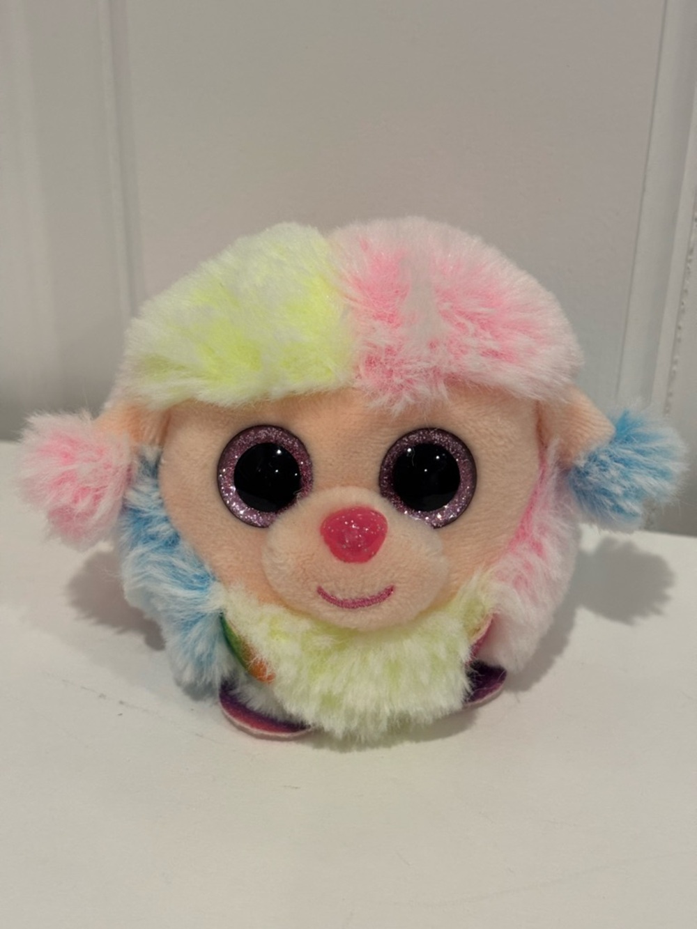 TY Puff Beanie 2021 Poodle Rainbow with Glitter Eyes